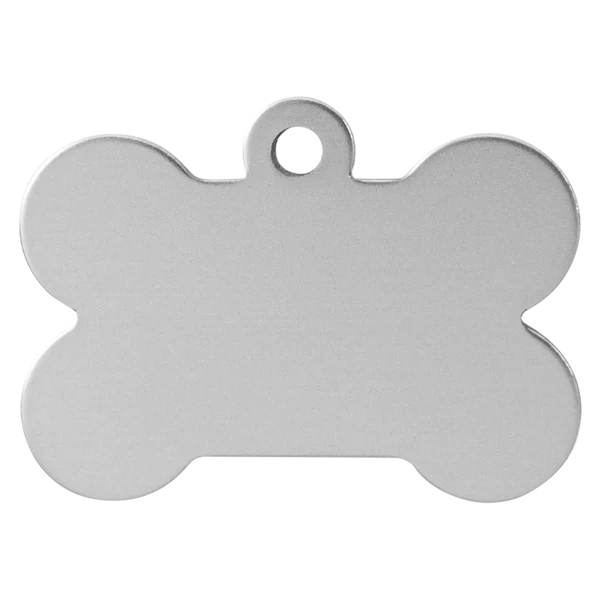 Hunde-Adressanhänger in Knochenform aus eloxiertem Aluminium – Silber, personalisierbar mit Lasergravur