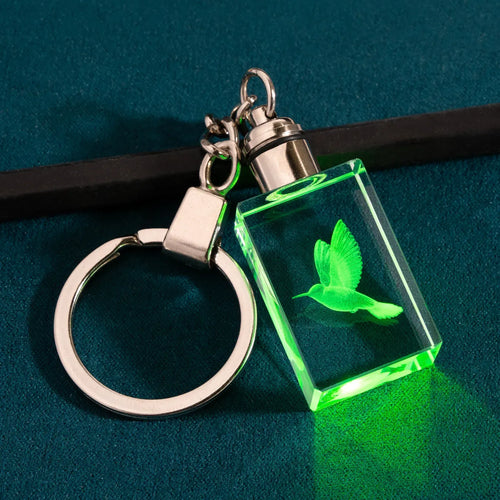 Kristall-Schlüsselanhänger mit LED – Rechteckig, personalisiert mit 3D Foto- & Lasergravur
